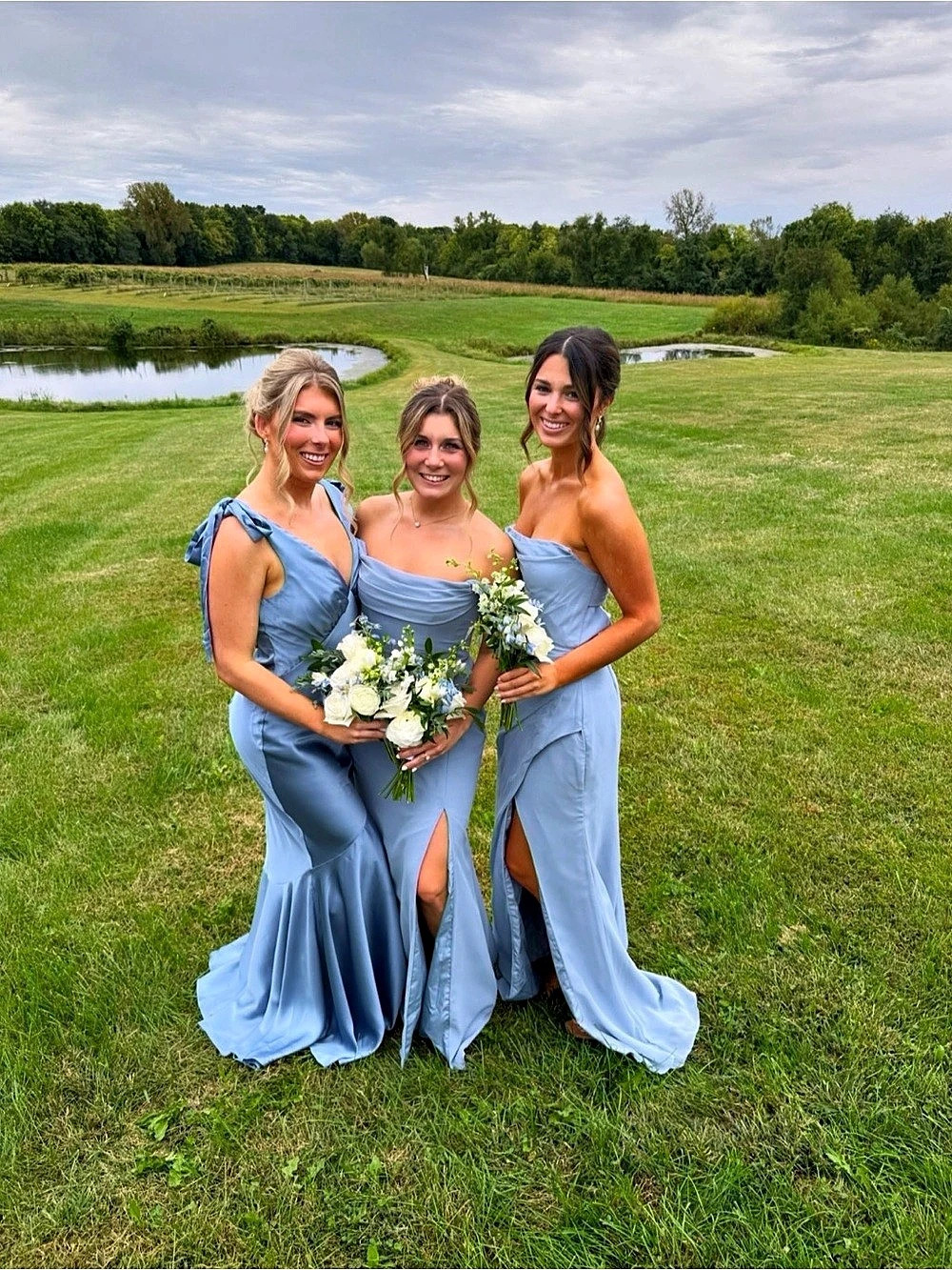 Birdie Grey Formal Dress in Shade Dusty Blue